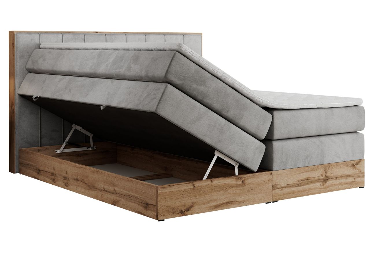 Łóżko kontynentalne BELLISSIMO KING 160x200 - H4 - jasnoszary, welwet