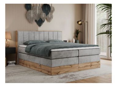 Łóżko kontynentalne BELLISSIMO KING 200x200 - H4 - jasnoszary, welwet