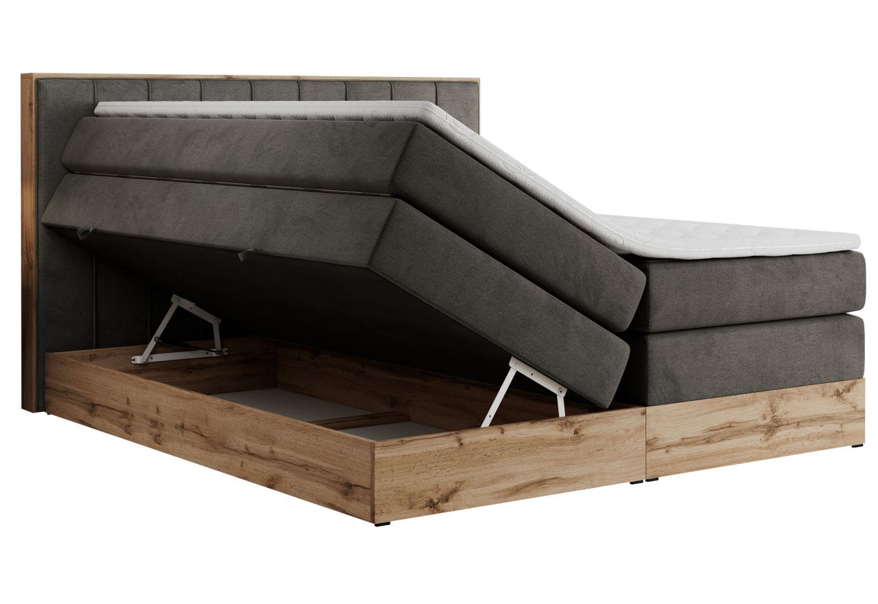 Łóżko kontynentalne BELLISSIMO KING 180x200 - H3 - ciemnoszary, welwet