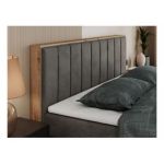 Łóżko kontynentalne BELLISSIMO KING 200x200 - H3 - ciemnoszary, welwet