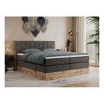 Łóżko kontynentalne BELLISSIMO KING 140x200 - H4 - ciemnoszary, welwet