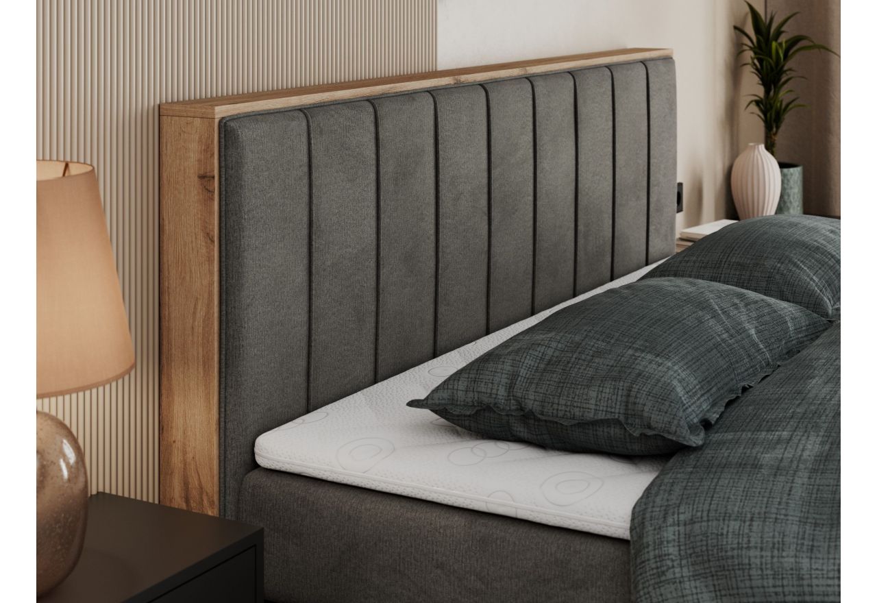 Łóżko kontynentalne BELLISSIMO KING 140x200 - H4 - ciemnoszary, welwet