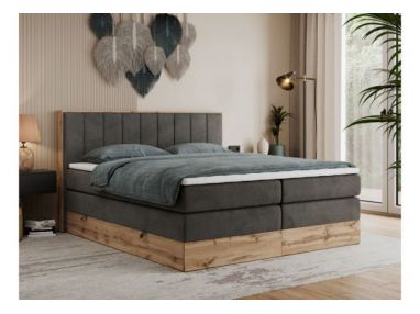 Łóżko kontynentalne BELLISSIMO KING 160x200 - H4 - ciemnoszary, welwet