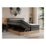 Łóżko kontynentalne BELLISSIMO KING 160x200 - H4 - ciemnoszary, welwet