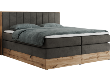 Łóżko kontynentalne BELLISSIMO KING 180x200 - H4 - ciemnoszary, welwet