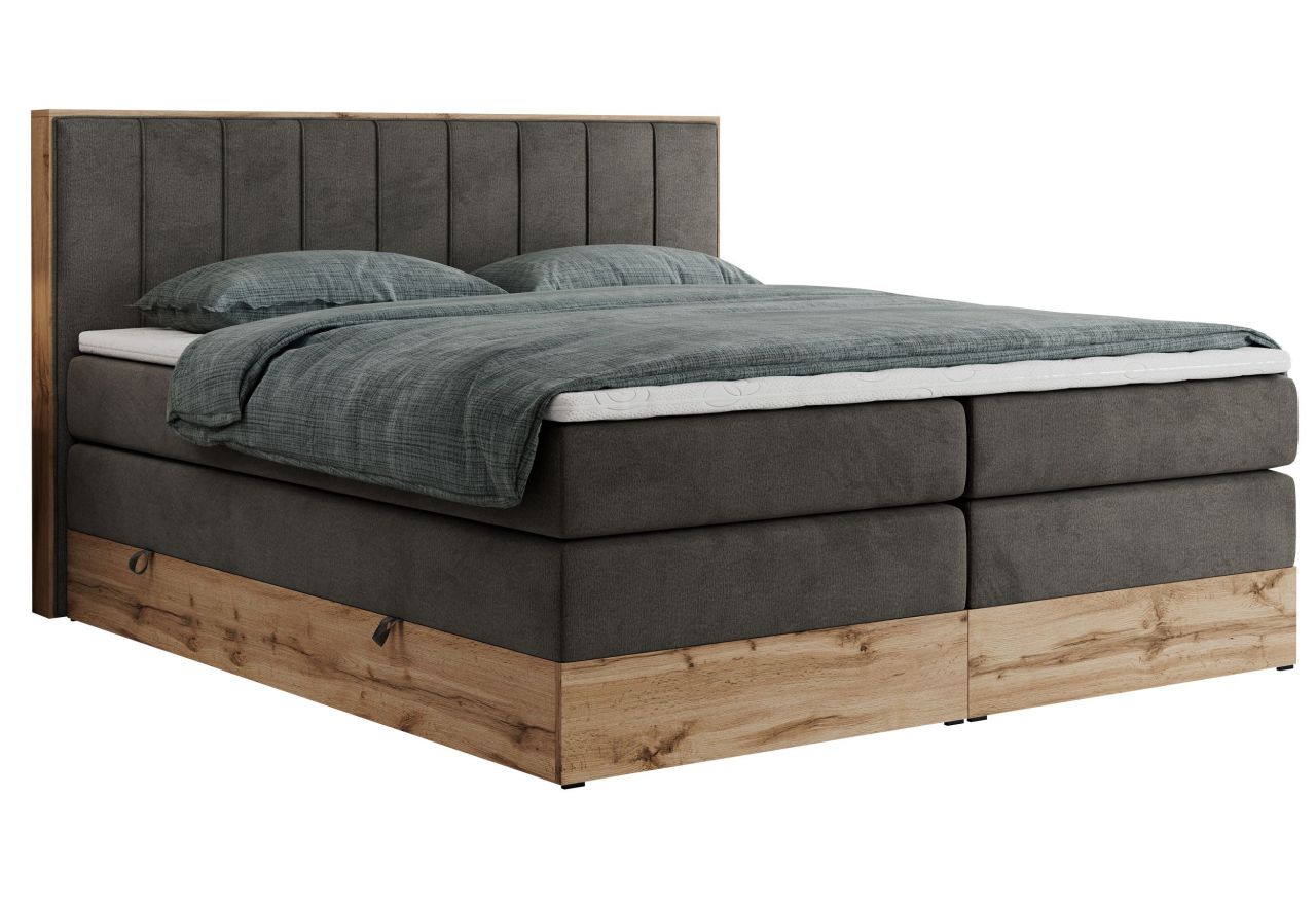 Łóżko kontynentalne BELLISSIMO KING 180x200 - H4 - ciemnoszary, welwet