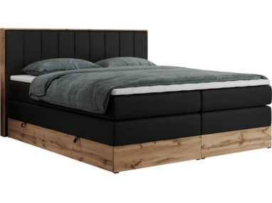 Łóżko kontynentalne BELLISSIMO KING 140x200 - H3 - czarny, ekoskóra