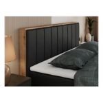 Łóżko kontynentalne BELLISSIMO KING 140x200 - H4 - czarny, ekoskóra