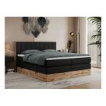 Łóżko kontynentalne BELLISSIMO KING 180x200 - H4 - czarny, ekoskóra