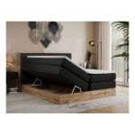 Łóżko kontynentalne BELLISSIMO KING 180x200 - H4 - czarny, ekoskóra