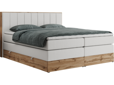 Łóżko kontynentalne BELLISSIMO KING 140x200 - H3 - biały, ekoskóra