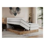 Łóżko kontynentalne BELLISSIMO KING 160x200 - H3 - biały, ekoskóra