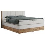 Łóżko kontynentalne BELLISSIMO KING 160x200 - H3 - biały, ekoskóra