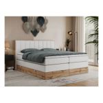 Łóżko kontynentalne BELLISSIMO KING 180x200 - H3 - biały, ekoskóra