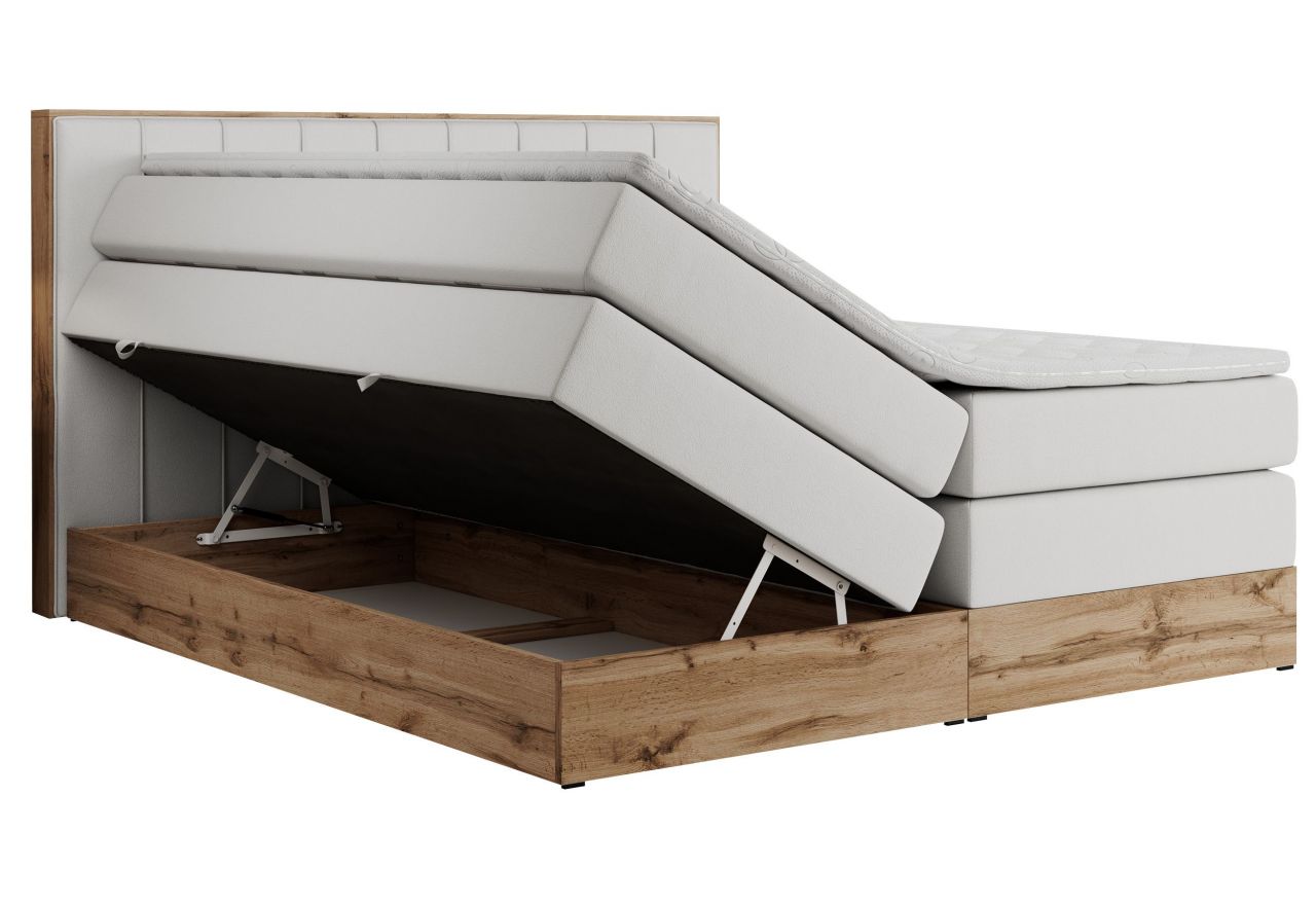 Łóżko kontynentalne BELLISSIMO KING 160x200 - H4 - biały, ekoskóra