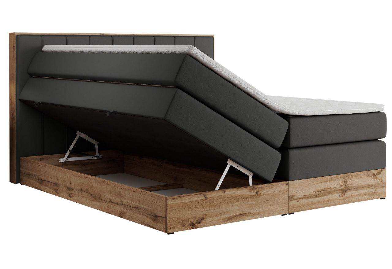 Łóżko kontynentalne BELLISSIMO KING 140x200 - H3 - ciemnoszary, ekoskóra