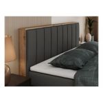 Łóżko kontynentalne BELLISSIMO KING 160x200 - H3 - ciemnoszary, ekoskóra