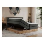 Łóżko kontynentalne BELLISSIMO KING 140x200 - H4 - ciemnoszary, ekoskóra