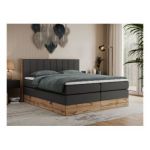 Łóżko kontynentalne BELLISSIMO KING 200x200 - H4 - ciemnoszary, ekoskóra