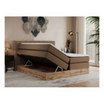 Łóżko kontynentalne BELLISSIMO KING 140x200 - H3 - brązowy, ekoskóra