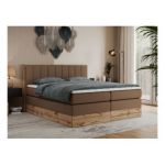 Łóżko kontynentalne BELLISSIMO KING 180x200 - H3 - brązowy, ekoskóra