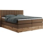 Łóżko kontynentalne BELLISSIMO KING 160x200 - H4 - brązowy, ekoskóra