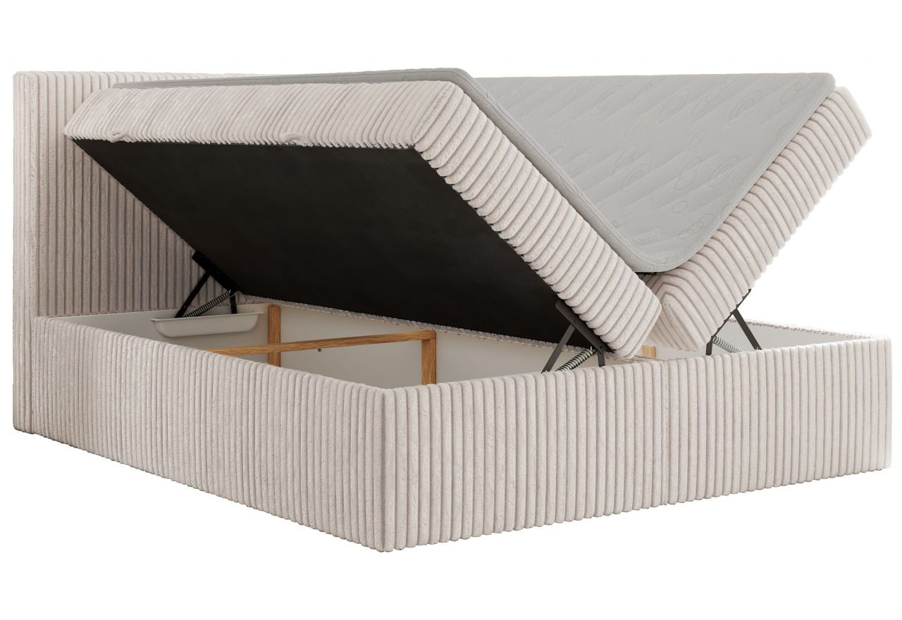 Łóżko kontynentalne TILIANO 200x200 - H3 - beżowy, sztruks