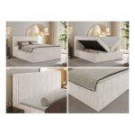 Łóżko kontynentalne TILIANO 160x200 - H4 - beżowy, sztruks