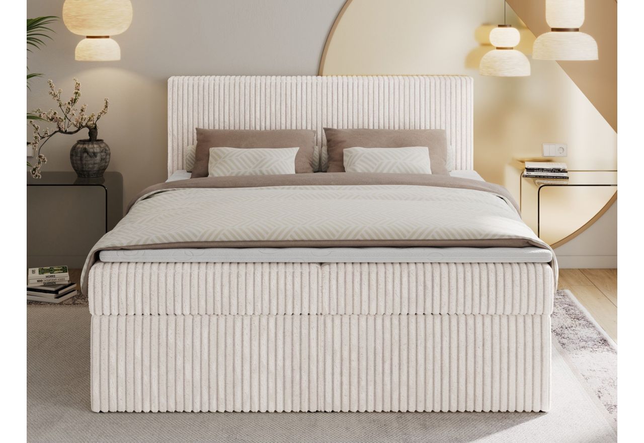 Łóżko kontynentalne TILIANO 200x200 - H4 - beżowy, sztruks