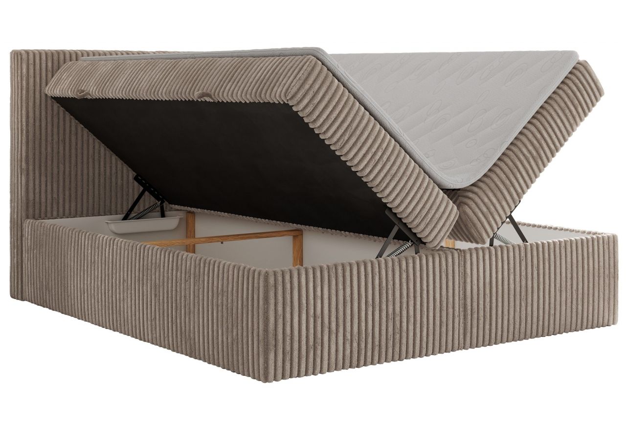 Łóżko kontynentalne TILIANO 140x200 - H3 - jasnobrązowy, sztruks