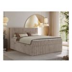 Łóżko kontynentalne TILIANO 200x200 - H3 - jasnobrązowy, sztruks