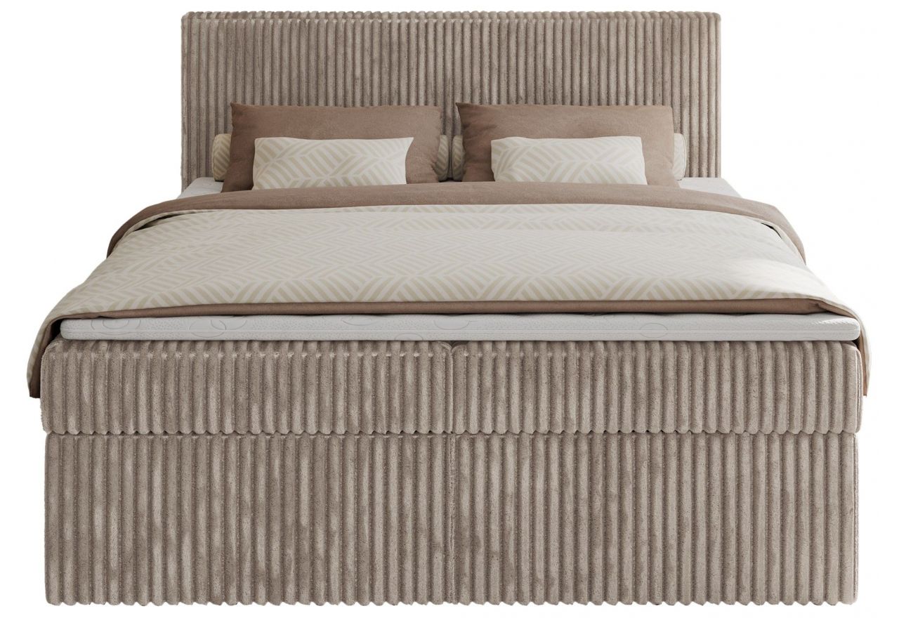 Łóżko kontynentalne TILIANO 200x200 - H3 - jasnobrązowy, sztruks