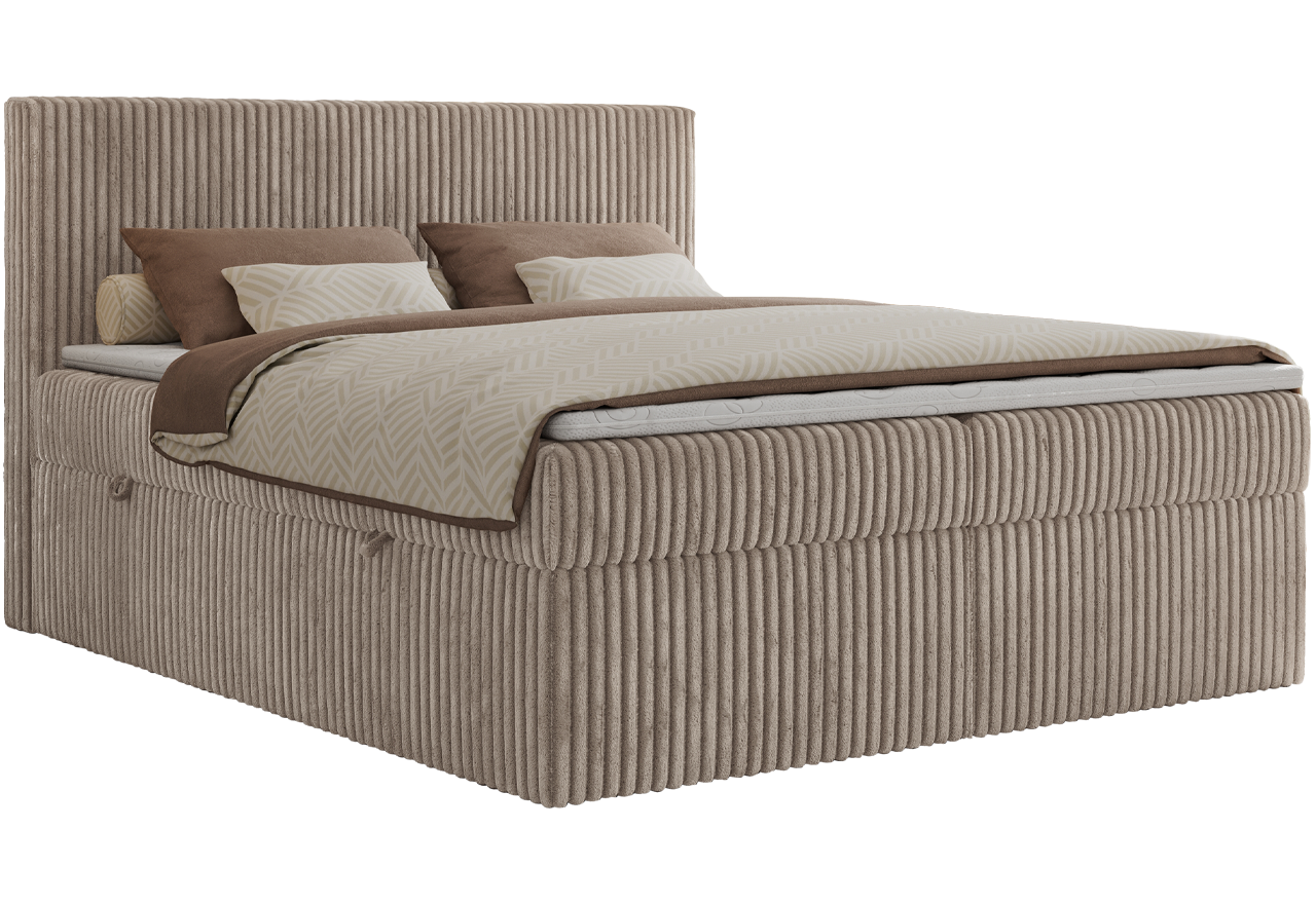 Łóżko kontynentalne TILIANO 160x200 - H4 - jasnobrązowy, sztruks