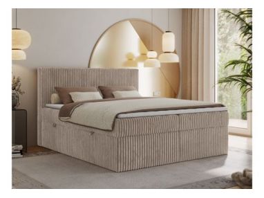 Łóżko kontynentalne TILIANO 180x200 - H4 - jasnobrązowy, sztruks