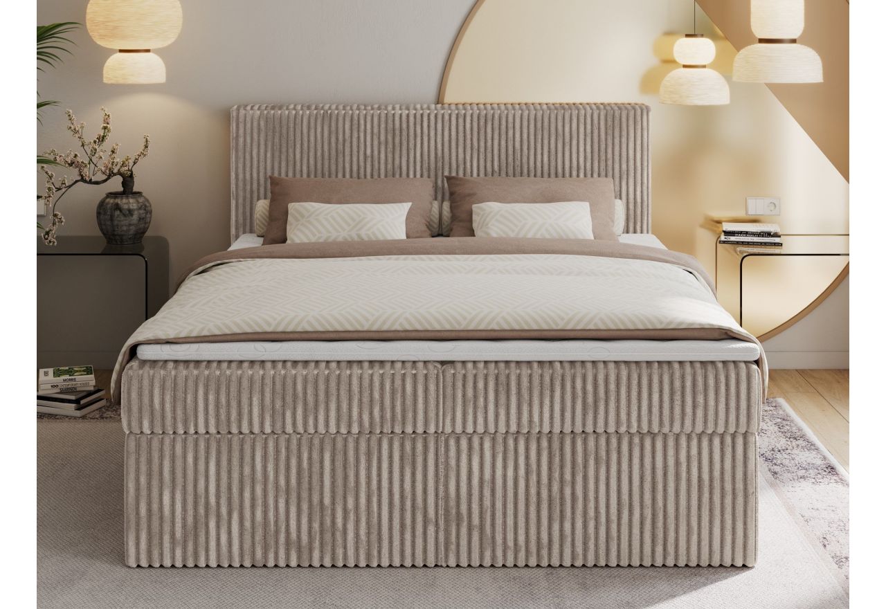 Łóżko kontynentalne TILIANO 180x200 - H4 - jasnobrązowy, sztruks