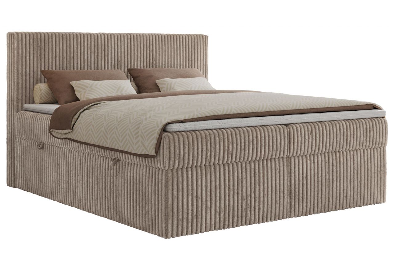 Łóżko kontynentalne TILIANO 180x200 - H4 - jasnobrązowy, sztruks