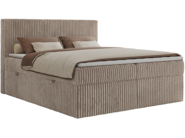 Łóżko kontynentalne TILIANO 200x200 - H4 - jasnobrązowy, sztruks