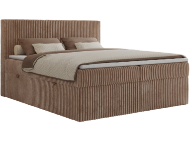 Łóżko kontynentalne TILIANO 140x200 - H3 - brązowy, sztruks