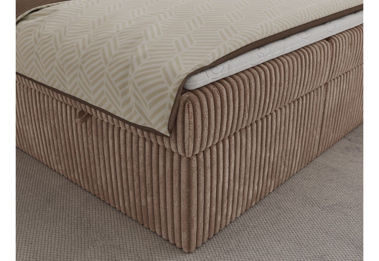 Łóżko kontynentalne TILIANO 140x200 - H3 - brązowy, sztruks