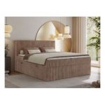 Łóżko kontynentalne TILIANO 160x200 - H3 - brązowy, sztruks