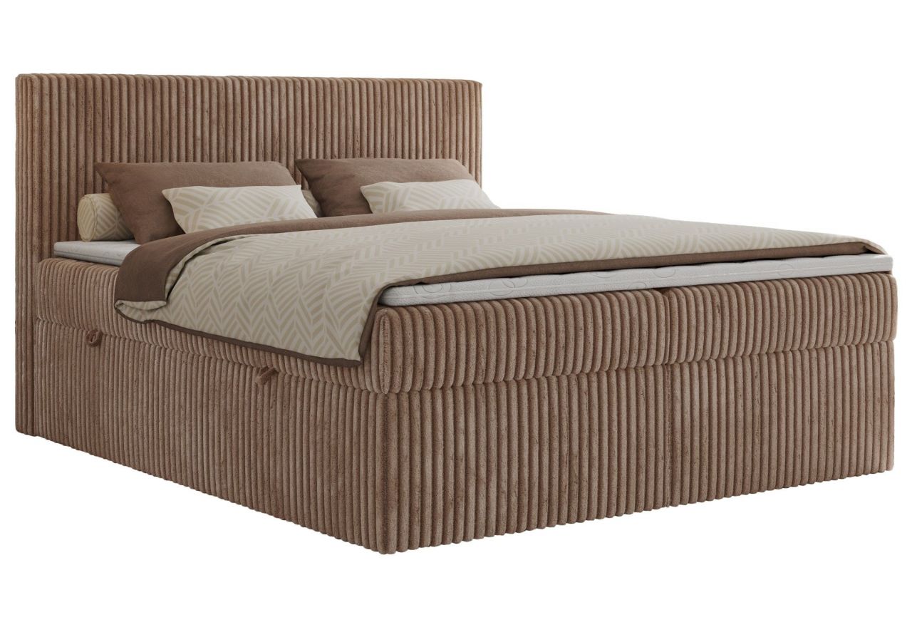 Łóżko kontynentalne TILIANO 180x200 - H3 - brązowy, sztruks