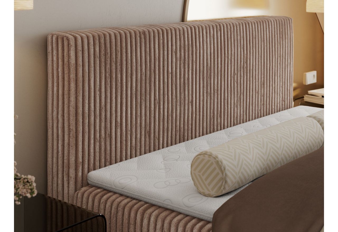 Łóżko kontynentalne TILIANO 200x200 - H3 - brązowy, sztruks