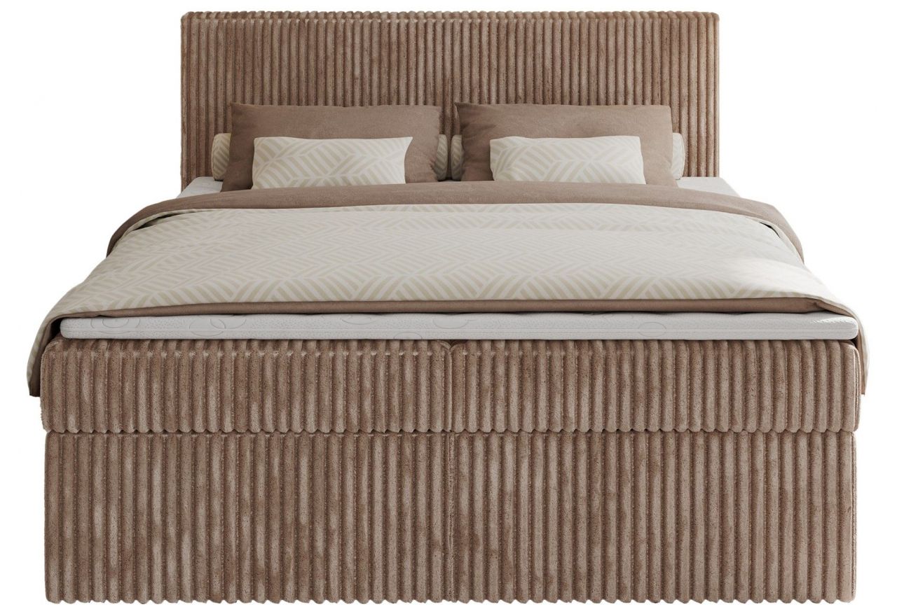 Łóżko kontynentalne TILIANO 180x200 - H4 - brązowy, sztruks