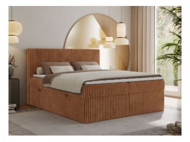 Łóżko kontynentalne TILIANO 140x200 - H3 - pomarańczowy, sztruks