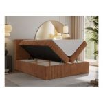 Łóżko kontynentalne TILIANO 140x200 - H3 - pomarańczowy, sztruks