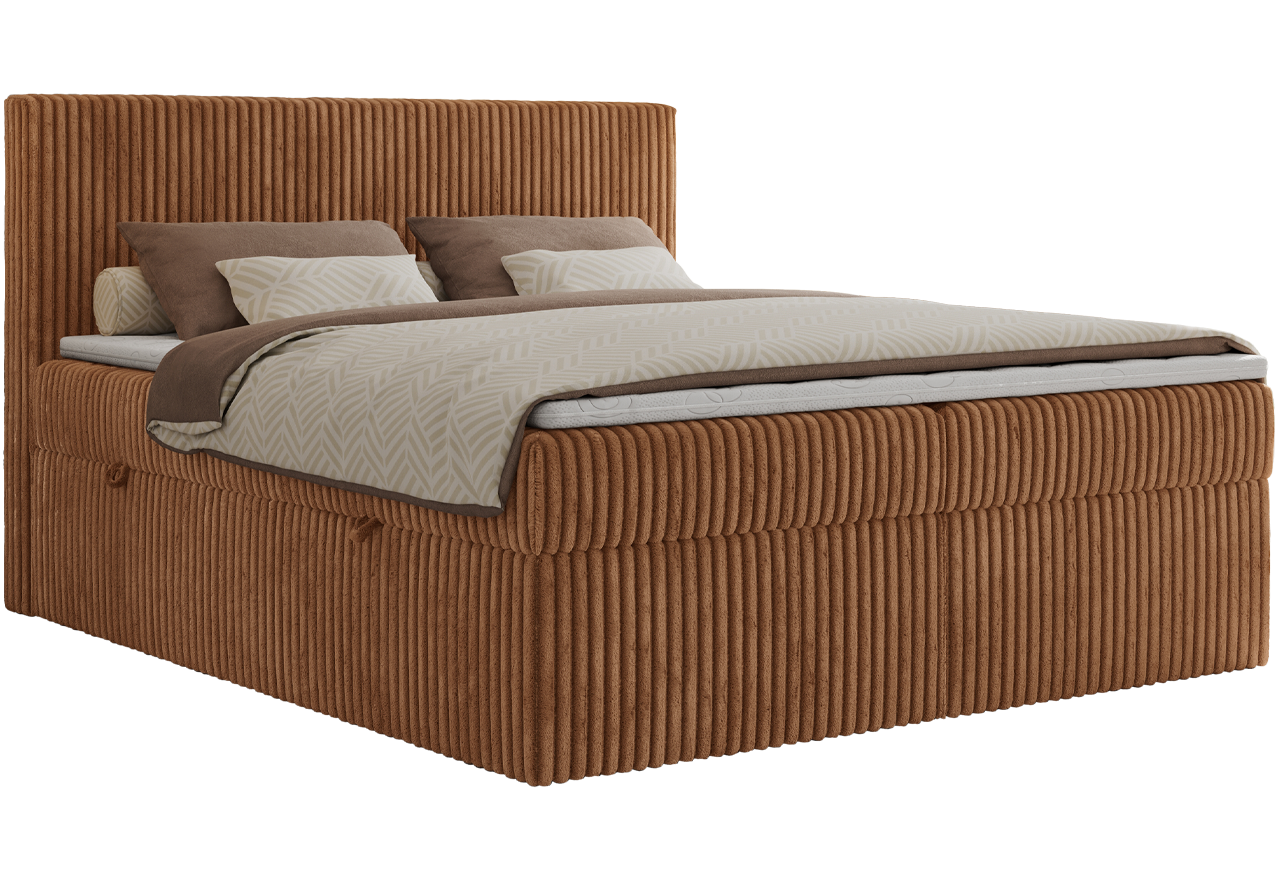 Łóżko kontynentalne TILIANO 180x200 - H3 - pomarańczowy, sztruks