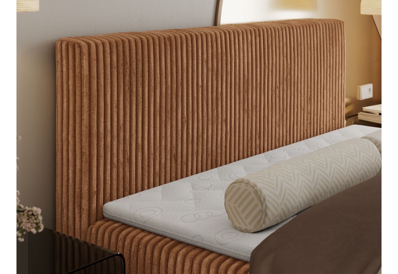 Łóżko kontynentalne TILIANO 200x200 - H3 - pomarańczowy, sztruks