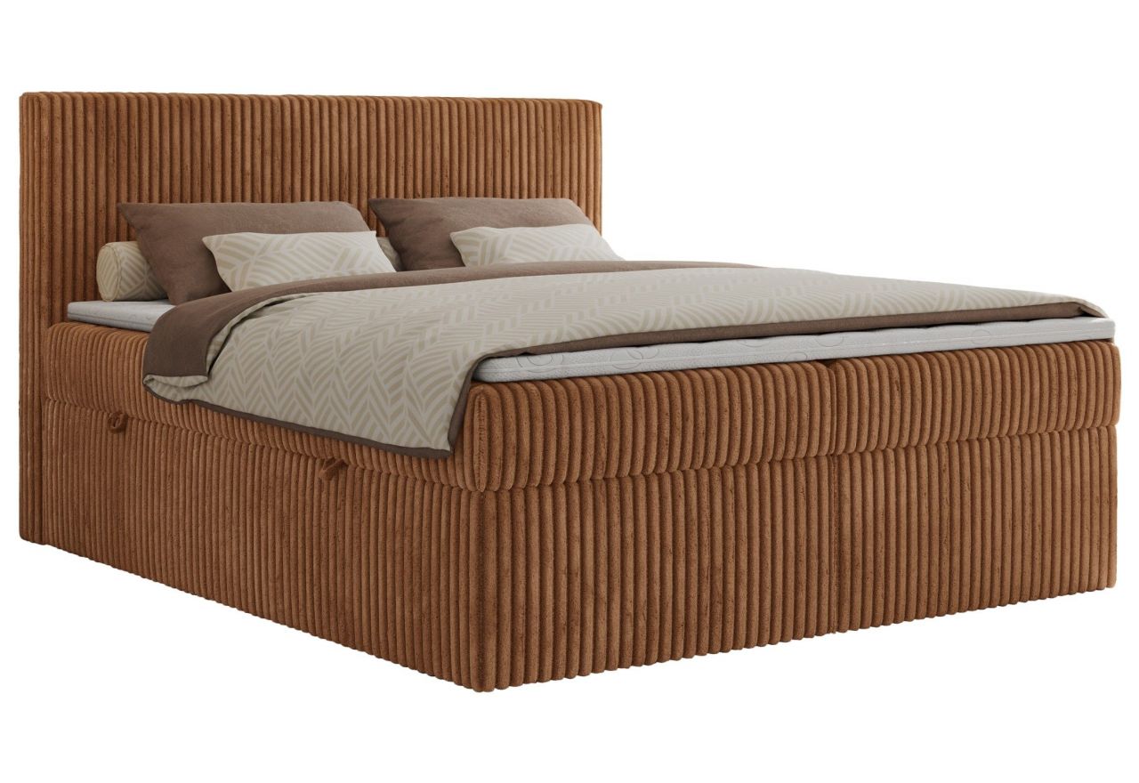 Łóżko kontynentalne TILIANO 140x200 - H4 - pomarańczowy, sztruks