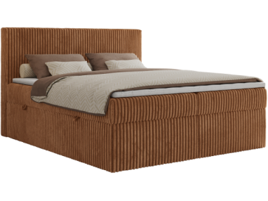 Łóżko kontynentalne TILIANO 160x200 - H4 - pomarańczowy, sztruks