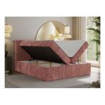 Łóżko kontynentalne TILIANO 140x200 - H3 - różowy, sztruks